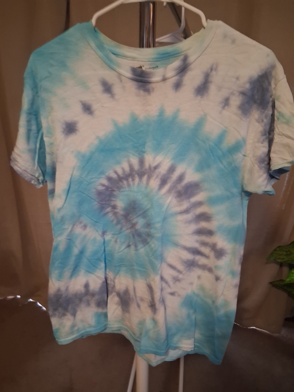 Hanes Blue & Gray Tie-Dye Spiral Short Sleeve Tee